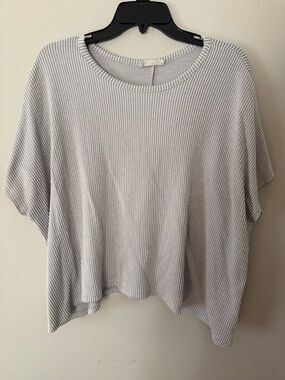 Zenana Outfitters Light Gray Ribbed Boxy Short Sleeve Top